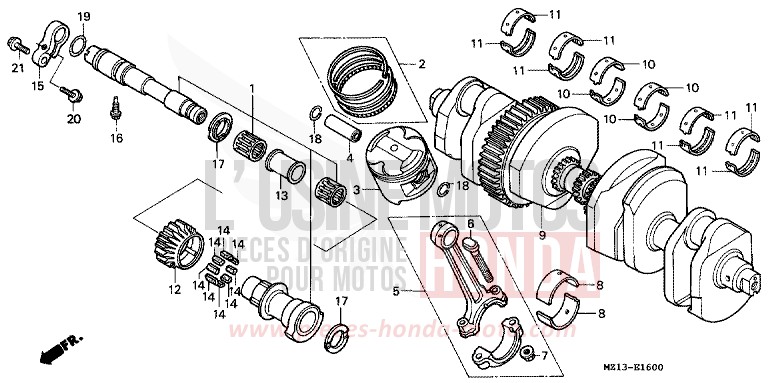 CRANKSHAFT/PISTON for CB1000F "Big One" BLACK (NH1E) from 1993
